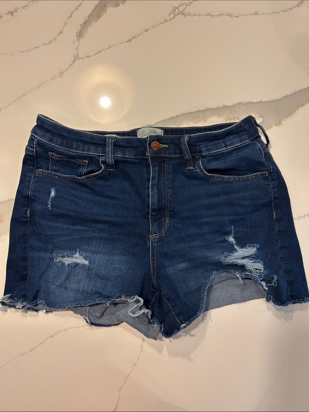 Universal Thread Dark Blue Distressed Denim Shorts